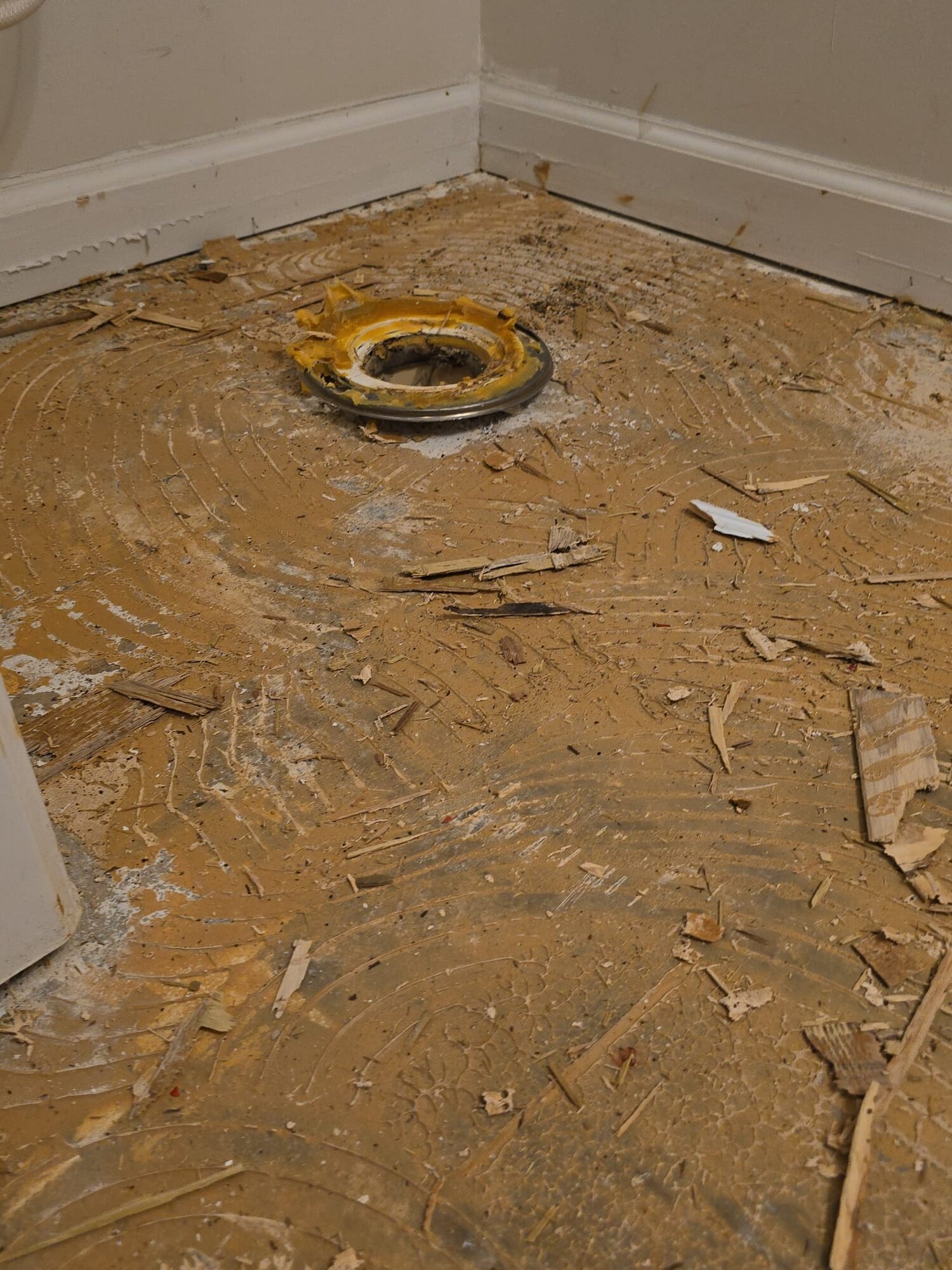 Hardwood flooring before repair